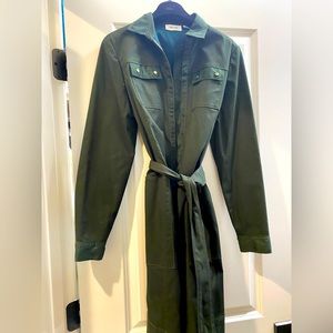 James Perse Womens Hunter Green Belted Trench Coat Dress